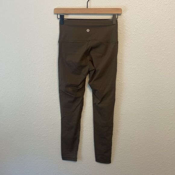 Lululemon Dark Green Mesh Striped Athletic Leggings Size 2 - Picture 4 of 7